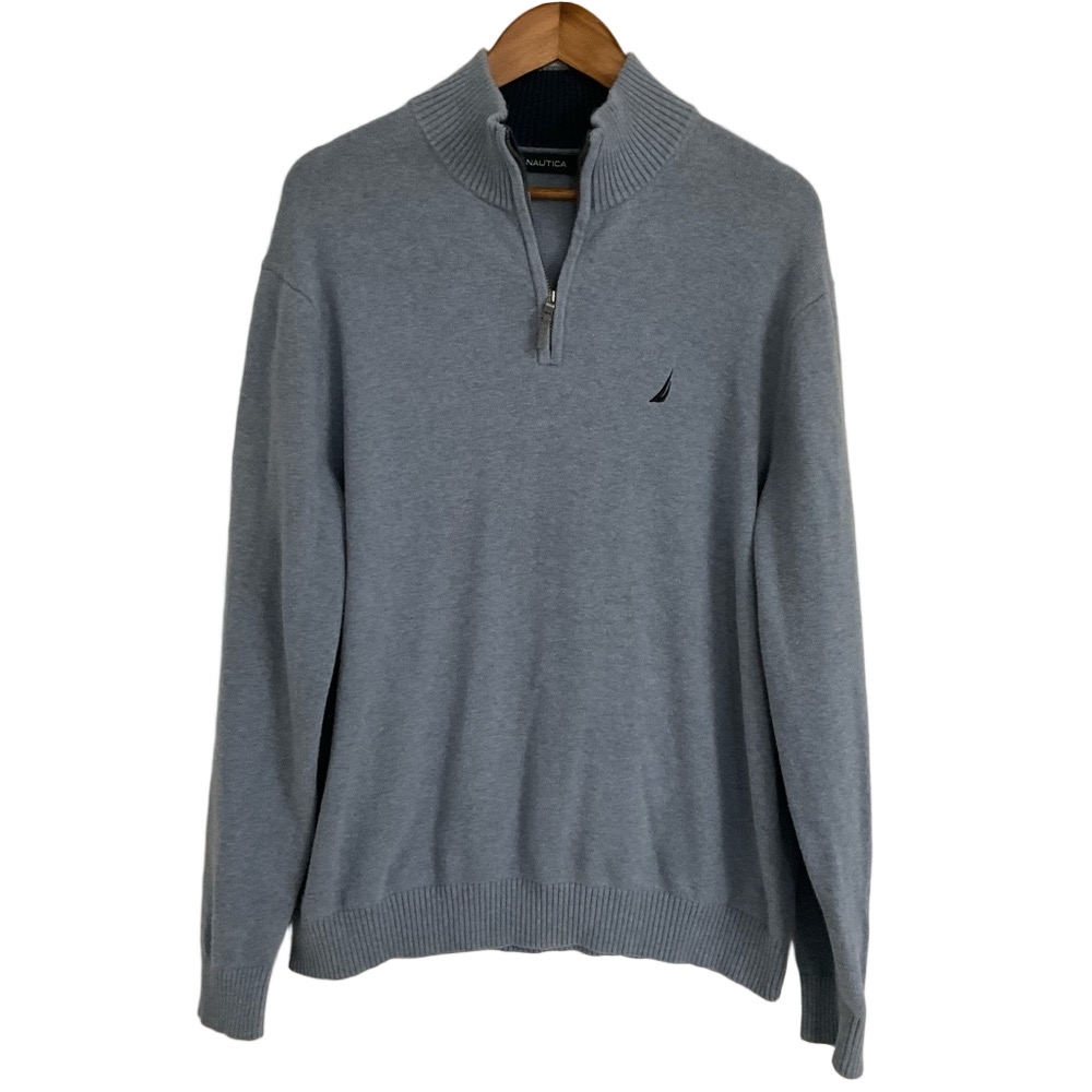 Nautica Men’s XL 1/4 Zip Long Sleeve Heather Blue Sweater